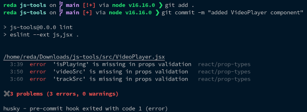 husky code commit error