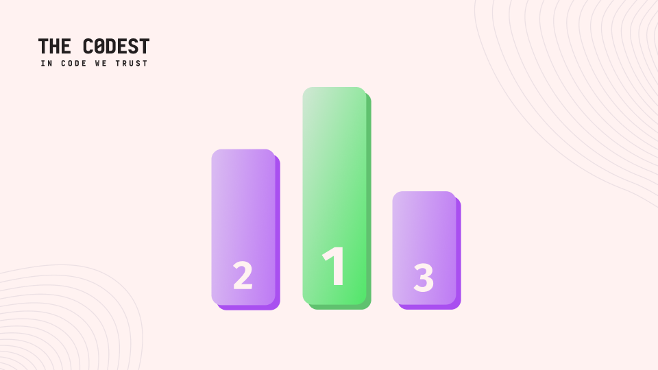 Illustration of a ranking podium with first, second, and third place bars, representing top engineering partners for scaleups.